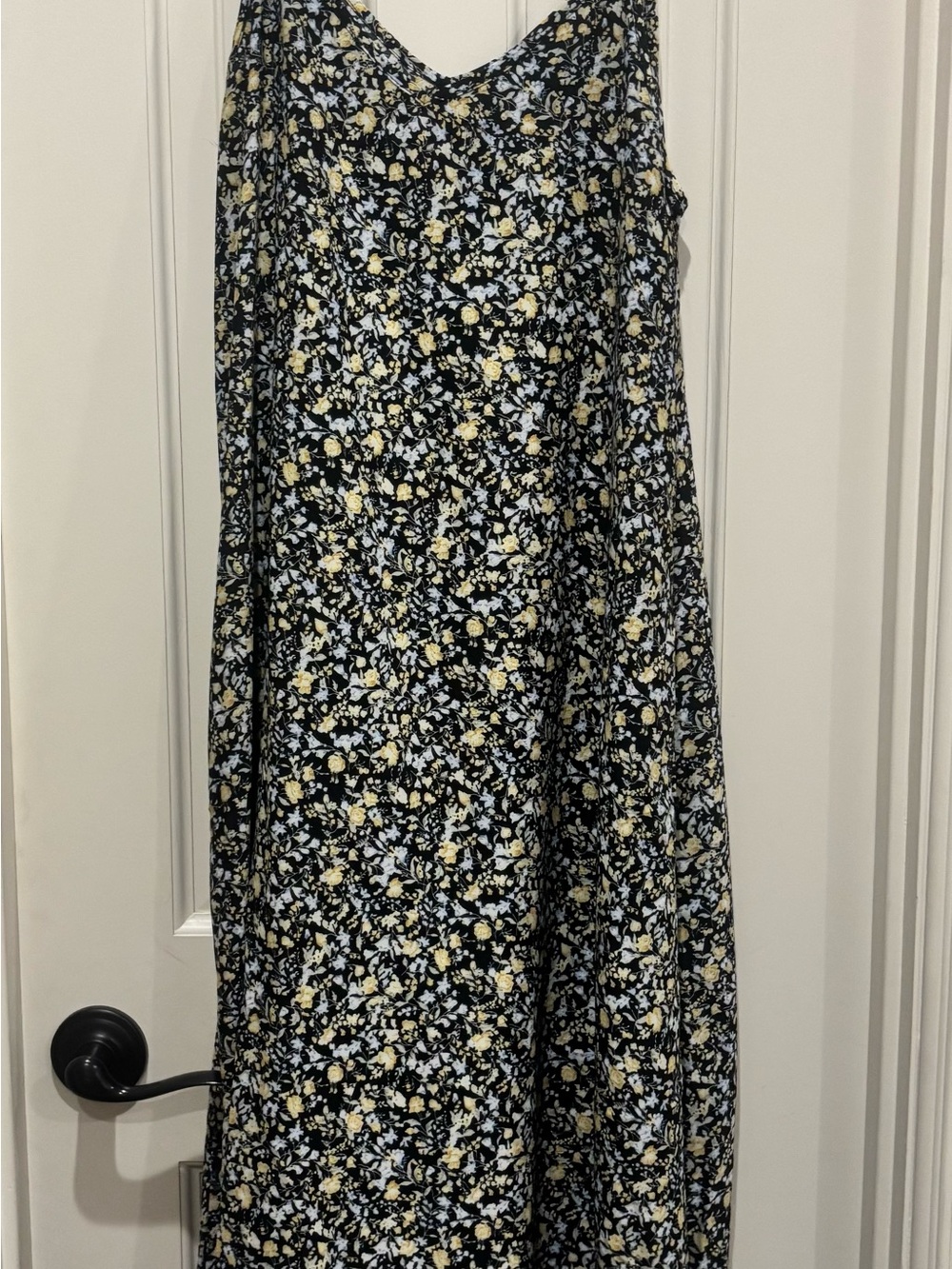 Floral A-Line Maxi Skirt in Black and Yellow
